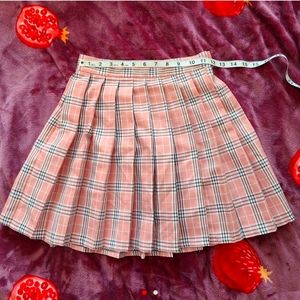 SOLD XS NWOT pink pleated plaid skirt